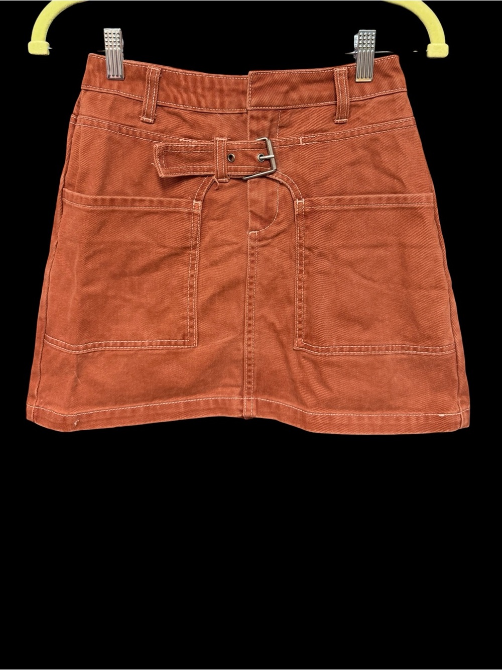 Future collective Reese Blutstein women’s size 0 mini Jean skirt rust denim